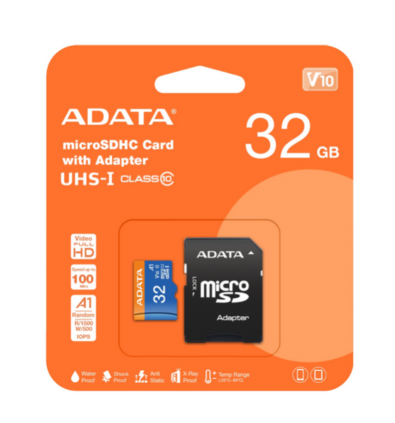 Карта памет Adata 32GB MicroSDHC UHS-I CL10, A1, с адаптер