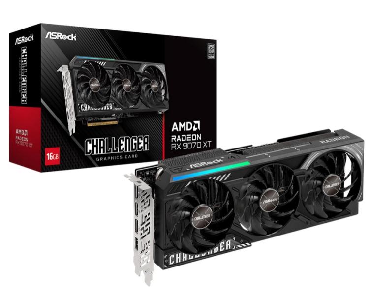 Видео карта ASRock AMD Radeon RX 9070 XT Challenger 16GB GDDR6, 256-bit, HDMI, 3x DP