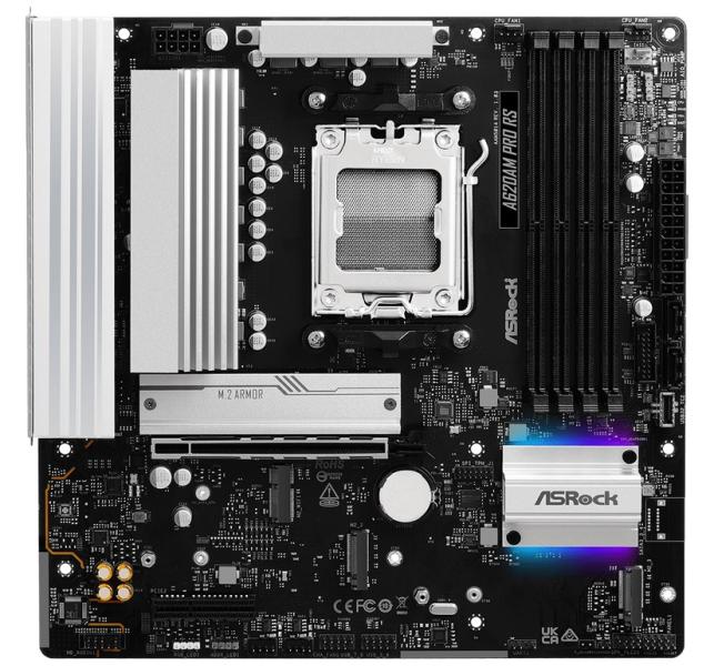 Дънна платка ASRock A620AM PRO RS, A620A, AM5, 4x DDR5, PCI-E, 2x SATA3 6.0 Gb/s, 3x M.2 slots, HDMI, DP, Micro ATX