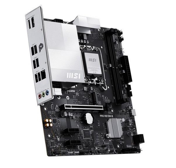 Дънна платка MSI PRO H810M-B, H810, LGA1851, 2x DDR5, PCI-E 5.0, 4x SATA 6Gb/s, 1x M.2, 1x USB 3.2 Gen 2 Type-C, 2.5GbE LAN, HDMI, DP, Micro ATX