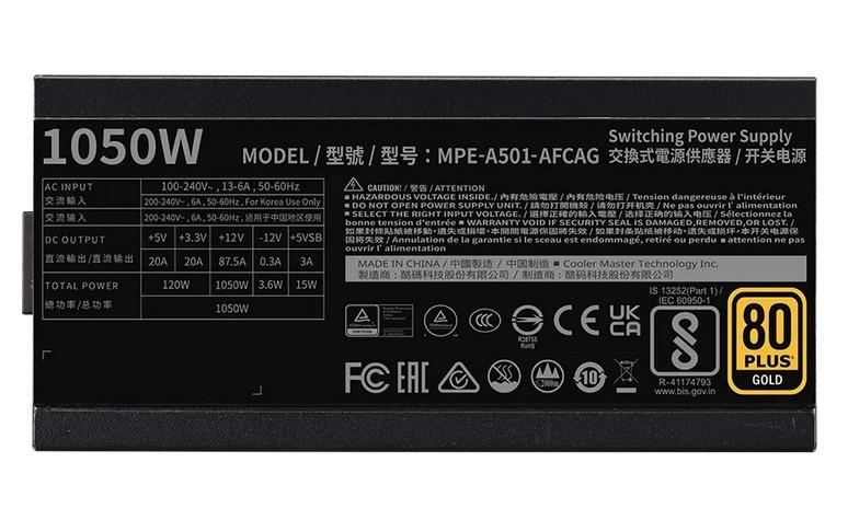 Захранване Cooler Master MWE 1050W V2, Active PFC, ATX 3.1, 80 PLUS GOLD, Fully Modular