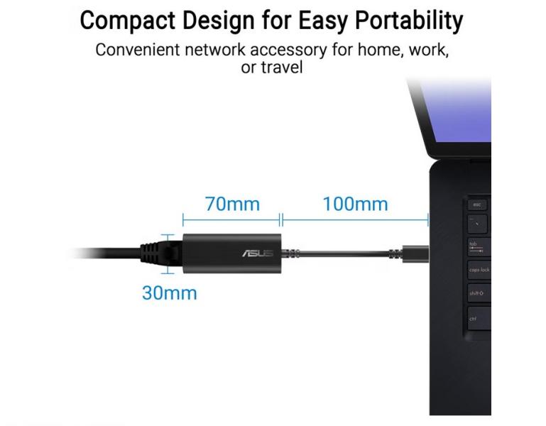 Мрежова адаптер ASUS USB-C2500 V2 USB Type-C към 100/1000/2500 Mbps RJ45 Port