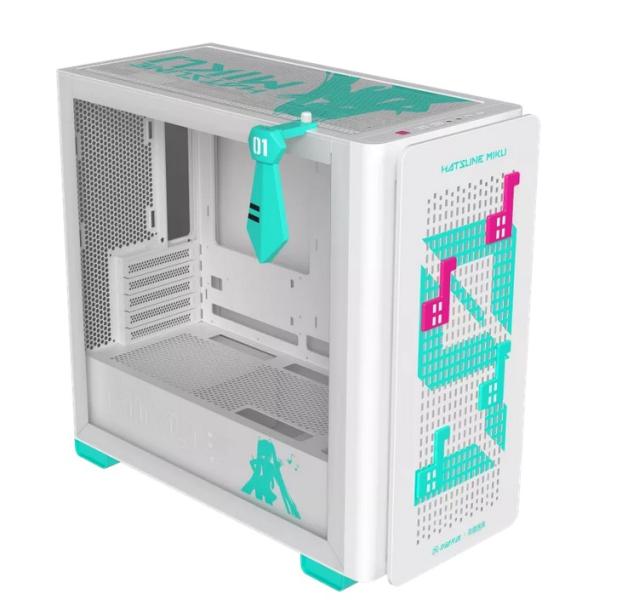 Кутия ASUS A23 Hatsune Miku Edition, Mid Tower, 2 x USB 3.2, 1 x USB 3.2 Gen 2 Type C, 1 x Audio Out, 1 x Audio In, Micro ATX, Mini ITX