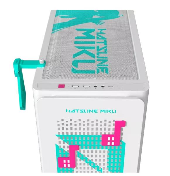Кутия ASUS A23 Hatsune Miku Edition, Mid Tower, 2 x USB 3.2, 1 x USB 3.2 Gen 2 Type C, 1 x Audio Out, 1 x Audio In, Micro ATX, Mini ITX