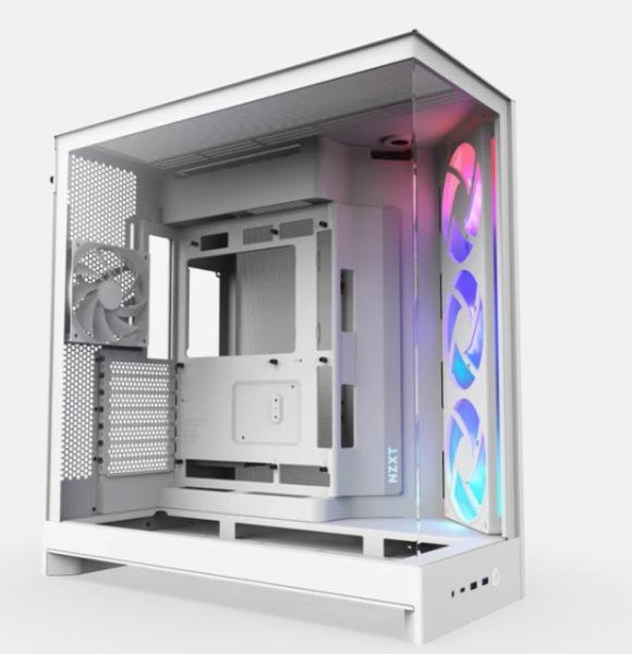 Кутия NZXT H9 Flow RGB Dual-Chamber White, Mid Tower, 2 x USB 3.2. 1 x USB Type-C 3.2, 1 x HD Audio, E-ATX / ATX / Micro ATX / Mini ITX