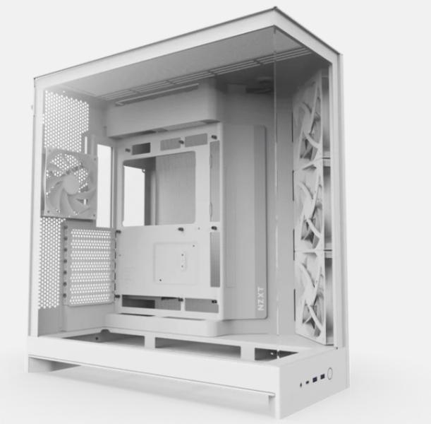 Кутия NZXT H9 Flow Dual-Chamber White, Mid Tower, 2 x USB 3.2. 1 x USB Type-C 3.2, 1 x HD Audio, E-ATX / ATX / Micro ATX / Mini ITX