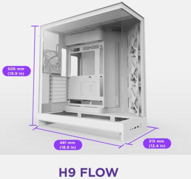 Кутия NZXT H9 Flow Dual-Chamber White, Mid Tower, 2 x USB 3.2. 1 x USB Type-C 3.2, 1 x HD Audio, E-ATX / ATX / Micro ATX / Mini ITX