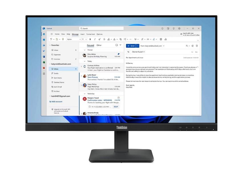 Монитор Lenovo ThinkVision S24-4e, 23.8" (60.45 cm) FHD WLED IPS, 100Hz, 250 cd/m², VGA, HDMI