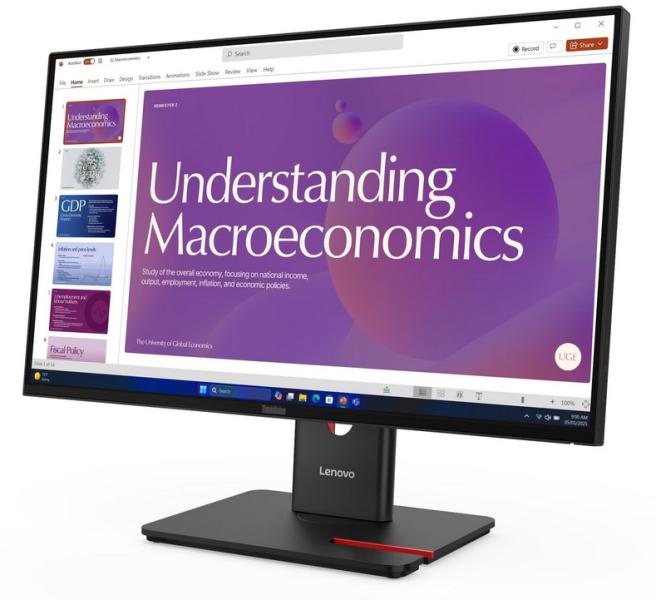 Монитор Lenovo ThinkVision T24D-40, 23.8" (60.45 cm) FHD WLED IPS QHD, 4ms (GtG), 120Hz, 250 cd/m², HDMI, DP, 1x RJ45, USB Hub, USB Type-C 15W, Tilt, Swivel, Pivot, Height Adjust Stand