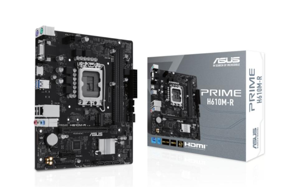 Дънна платка Asus Prime H610M-R, H610, LGA1700, DDR5, PCI-E 4.0, 1x M.2, 4x SATA 6Gb/s, VGA, HDMI, DP, Micro ATX
