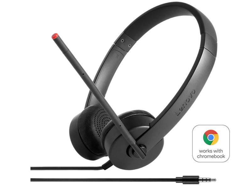 Слушалки Lenovo Stereo Headset, микрофон, 3.5 mm jack, черни