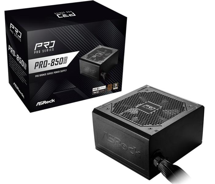 Захранване ASRock PRO-850B, 850W, Active PFC, ATX 3.1/PCIE 5.1, 80 Plus BRONZE