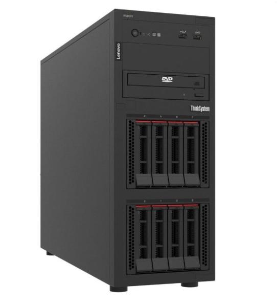 Сървър Lenovo ThinkSystem ST250 V3, Intel Xeon 6315P 4C (2.8 / 5.2GHz, 12MB Cache, 55W), 16GB DDR5 UDIMM, No SSD/HDD, On Board SATA Software RAID контролер, 2x 1GbE LAN, 5x USB 3.2 Gen 1, 1x 800W PSU