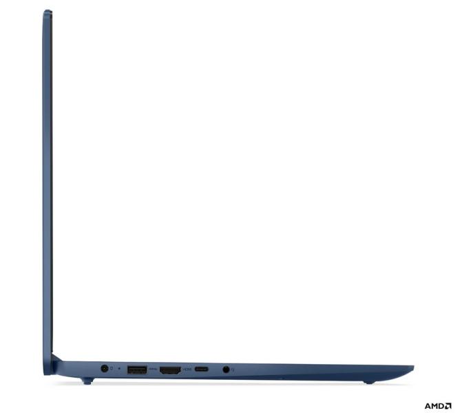 Лаптоп Lenovo IdeaPad Slim 3, AMD Ryzen 3 30 4C (2.4 / 4.10 GHz, 6MB Cache), 15.6'' (39.62 cm) FHD TN Anti-glare, 16GB LPDDR5, 512GB M.2 NVMe SSD, Abyss Blue, Windows 11 Home