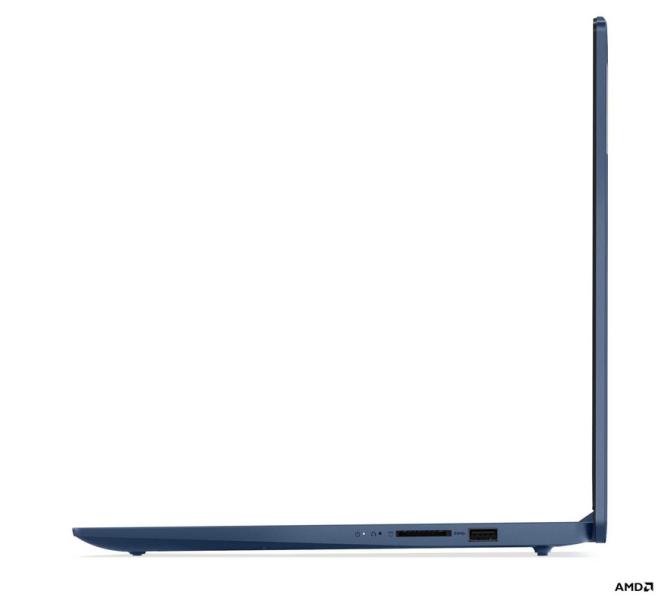 Лаптоп Lenovo IdeaPad Slim 3, AMD Ryzen 3 30 4C (2.4 / 4.10 GHz, 6MB Cache), 15.6'' (39.62 cm) FHD TN Anti-glare, 16GB LPDDR5, 512GB M.2 NVMe SSD, Abyss Blue, Windows 11 Home