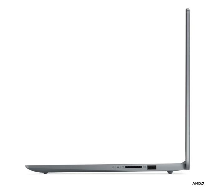 Лаптоп Lenovo IdeaPad Slim 3 15AMN8, AMD Ryzen 3 30 4C (2.4 / 4.10 GHz, 6MB Cache), 15.6'' (39.62 cm) FHD TN Anti-glare, 8GB LPDDR5, 512GB M.2 NVMe SSD, Arctic Grey, Free DOS