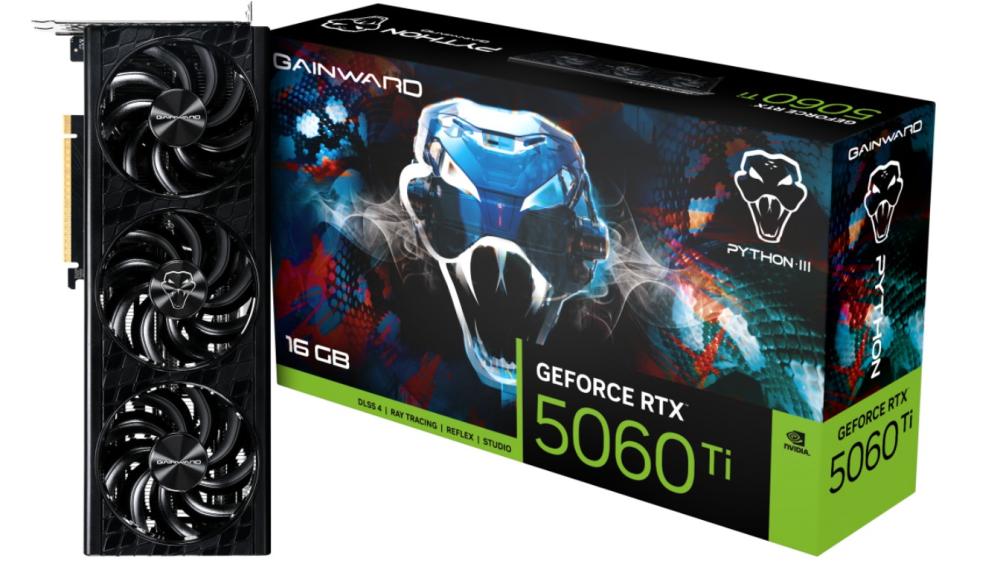 Видео карта Gainward nVIDIA GeForce RTX 5060TI Python III 16GB GDDR7 128 bit, HDMI, 3x DP