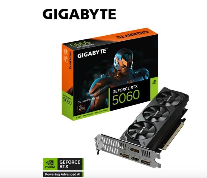 Видео карта GIGABYTE NVIDIA RTX5060 OC Low Profile 8GB GDDR7, 128-bit, HDMI, 3x DP