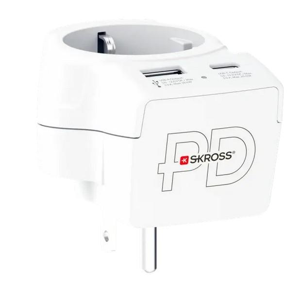 Skross универсален адаптер Europe to USA+1xUSB A/C, 20W