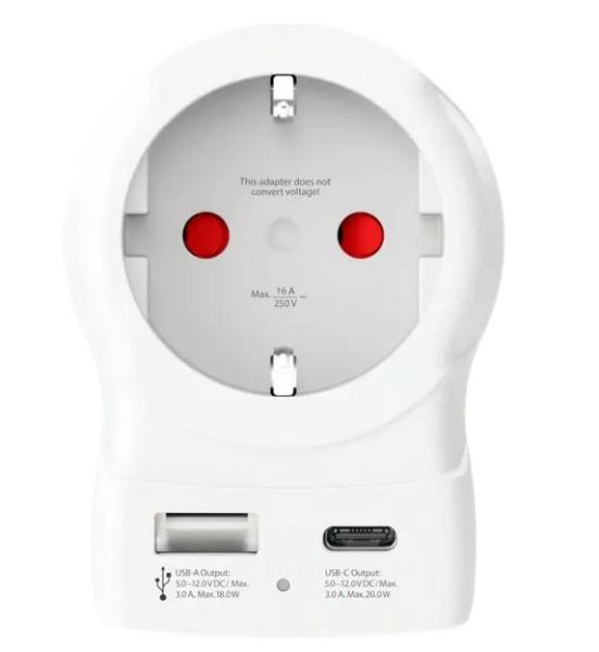 Skross универсален адаптер Europe to UK + 1 x USB  A/C порт, 20W 1500283E