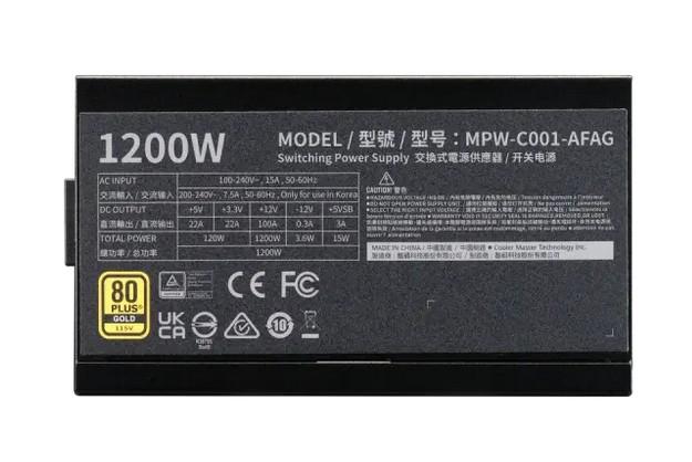 Захранване Cooler Master Elite Gold 1200W, Active PFC, ATX 3.1, 80 PLUS GOLD, Fully Modular