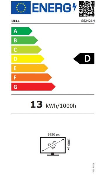 Монитор Dell SE2426H, 23.8" (60.45 cm) FHD IPS Antiglare Display, 144Hz, 1000:1, 300 cd/m2, 1ms, HDMI