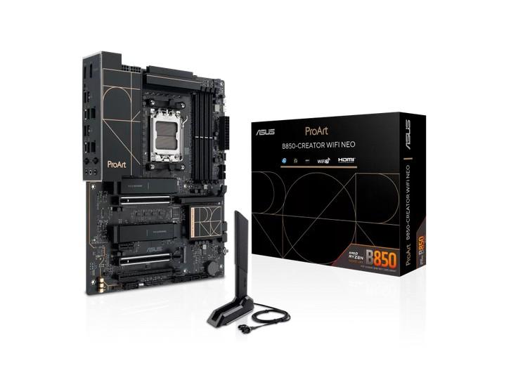 Дънна платка ASUS ProArt B850-CREATOR WIFI NEO, AM5, AM5, 4x DDR5, 3x M.2, 4x SATA 6Gb/s, HDMI, DisplayPort, ATX