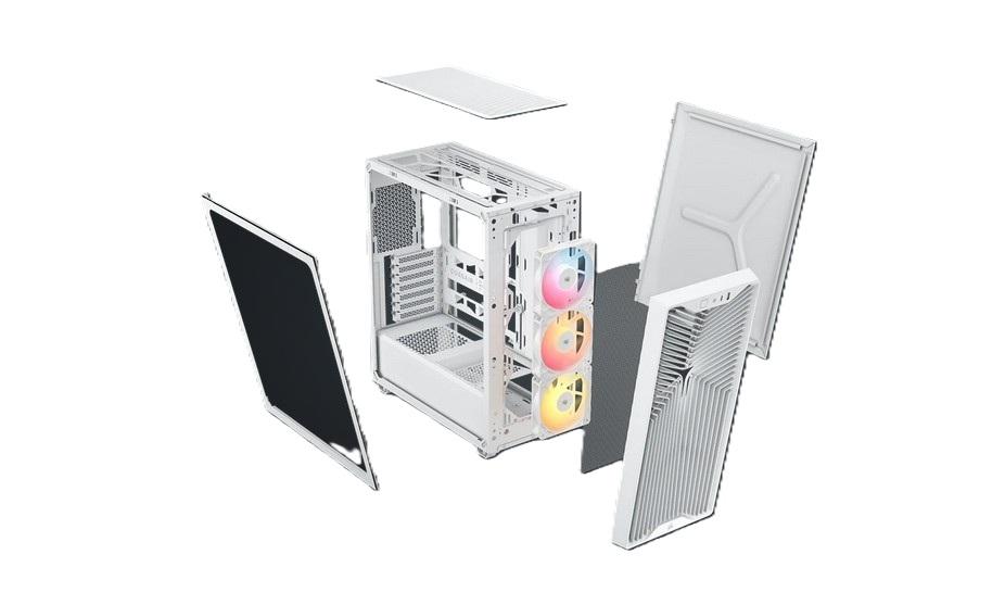 Кутия Corsair 3200D RS ARGB, White, Mid-Tower, 1x USB Type-C, 1x USB 2.0, Mini-ITX, MicroATX, ATX