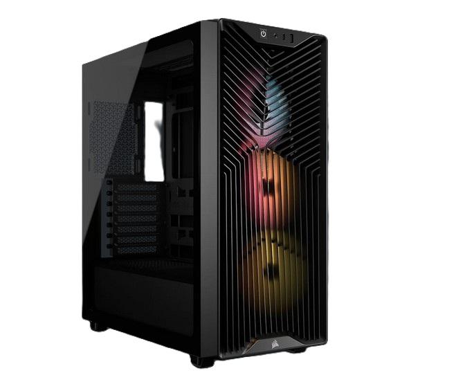 Кутия Corsair 3200D RS ARGB, Black, Mid-Tower, 1x USB Type-C, 1x USB 2.0, Mini-ITX, MicroATX, ATX