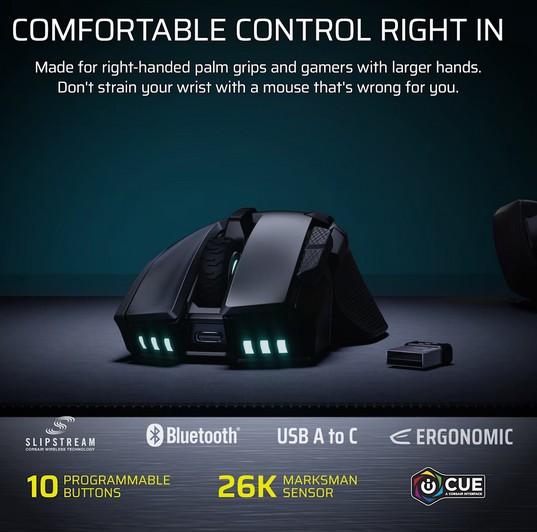 Геймърскa мишка Corsair Ironclaw Wireless SE, Bluetooth, MARKSMAN 26K (26,000 DPI)