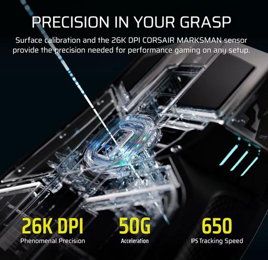 Геймърскa мишка Corsair Ironclaw Wireless SE, Bluetooth, MARKSMAN 26K (26,000 DPI)