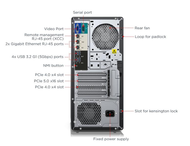 Сървър Lenovo ThinkSystem ST50 V3, Intel Xeon 6325P 4C ( 3.5 / 5.2 GHz 12MB Cache, 55W), 1x 16GB DDR5 UDIMM, 1x 2TB HDD, 2x 1GbE, 1x 500W