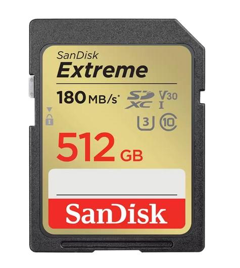 Карта памет SANDISK Extreme SDXC 512GB, UHS-I, Class 10, U3, V30