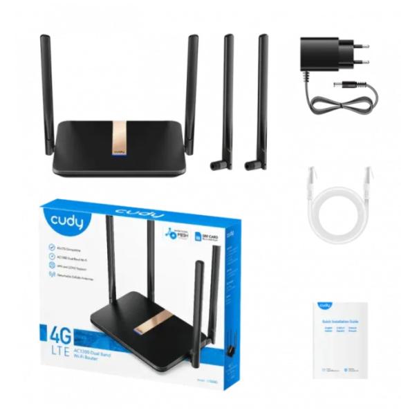 Рутер Cudy LT500D AC1200, 4G LTE, 2.4/5 GHz, 300 / 867 Mbps, 4x 10/100