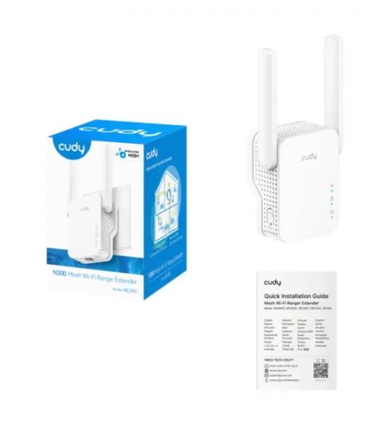 Range Extender Cudy RE300, 2.4GHz Wi-Fi 300Mbps