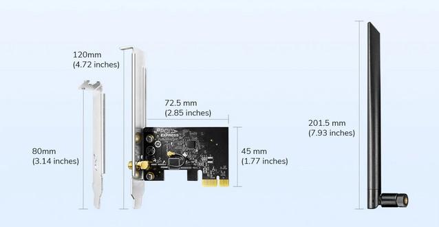 Безжичен PCI Express карта Cudy WE650, Dual-Band WiFi 5, 433 + 200 Mbps