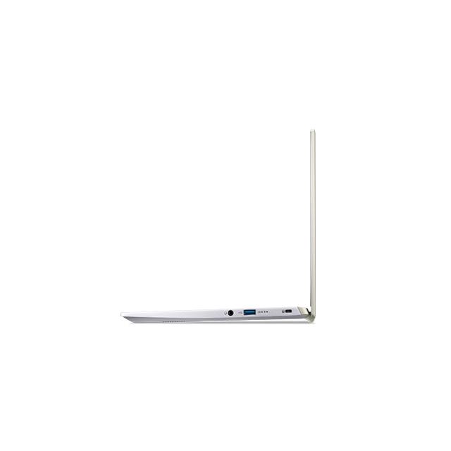 Лаптоп Acer Swift X, SFX14-41G-R55L, AMD Ryzen 7 5800U (Up to 4.4GHz, 16MB), 14" IPS FHD (1920x1080), 16GB DDR4 (8GB onboard), 1024GB PCIe SSD, RTX3050 4GB DDR6, WiFi 6AX+BT, HD Cam. with 2Mic., FPR, Win 10 Pro, Gold&Silver