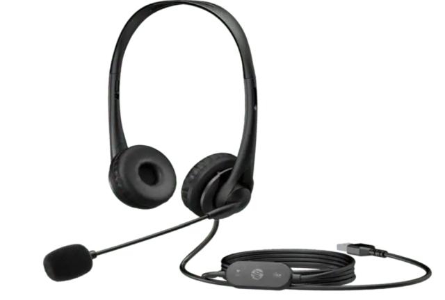 Слушалки HP Stereo Headset 428H5AA, микрофон, шумопотискащи, USB, Черни