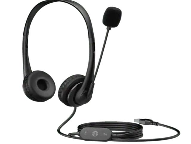 Слушалки HP Stereo Headset 428H5AA, микрофон, шумопотискащи, USB, Черни