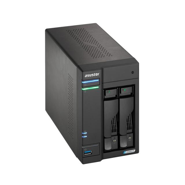 Мрежов сторидж Asustor Lockerstor AS6702T, 2 Bay NAS, Intel Jasper Lake 4C 2.0 GHz, 4GB DDR4 SODIMM, M.2 NVMe x4 slots (Diskless), USB 3.2 Gen 2x2, Dual 2.5GbE Ports, WOW (Wake on WAN), AES-NI hardware encryption, MyArchive (support btrfs and snapsho