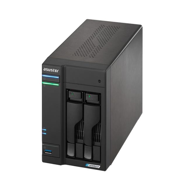 Мрежов сторидж Asustor Lockerstor AS6702T, 2 Bay NAS, Intel Jasper Lake 4C 2.0 GHz, 4GB DDR4 SODIMM, M.2 NVMe x4 slots (Diskless), USB 3.2 Gen 2x2, Dual 2.5GbE Ports, WOW (Wake on WAN), AES-NI hardware encryption, MyArchive (support btrfs and snapsho