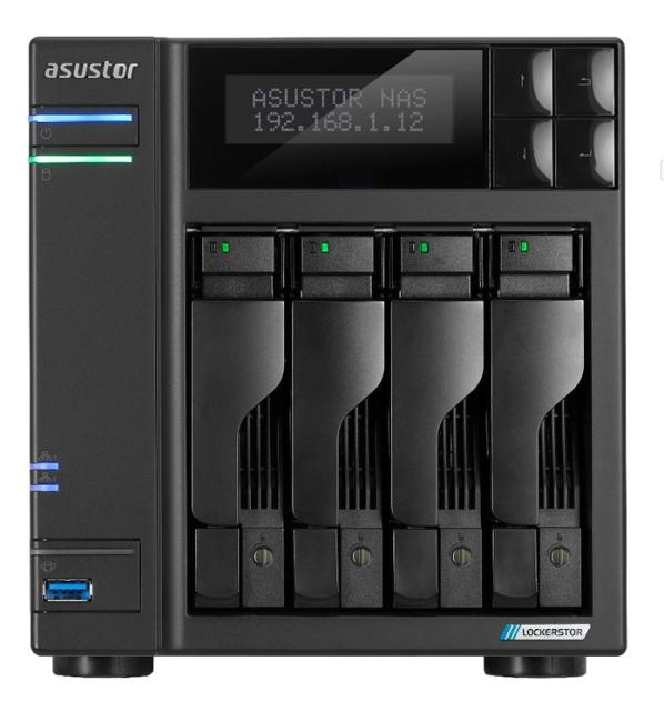 Мрежов сторидж Asustor Lockerstor AS6704T,4 Bay NAS, Intel Jasper Lake Quad-Core 2.0GHz, 4GB RAM DDR4, 2.5GbE x 2, M.2 SSD Slotsx4 (Diskless), USB 3.2 Gen 2x2, Toolless installation, with hot-swappable tray, hardware encryption, MyArchive, EZ connect
