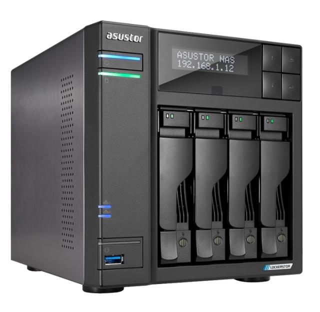 Мрежов сторидж Asustor Lockerstor AS6704T,4 Bay NAS, Intel Jasper Lake Quad-Core 2.0GHz, 4GB RAM DDR4, 2.5GbE x 2, M.2 SSD Slotsx4 (Diskless), USB 3.2 Gen 2x2, Toolless installation, with hot-swappable tray, hardware encryption, MyArchive, EZ connect