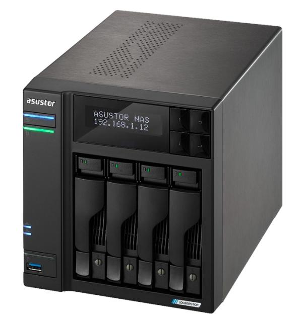 Мрежов сторидж Asustor Lockerstor AS6704T,4 Bay NAS, Intel Jasper Lake Quad-Core 2.0GHz, 4GB RAM DDR4, 2.5GbE x 2, M.2 SSD Slotsx4 (Diskless), USB 3.2 Gen 2x2, Toolless installation, with hot-swappable tray, hardware encryption, MyArchive, EZ connect