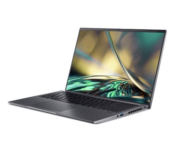 Лаптоп Acer Swift X, SFX16-51G-73UE, Intel Core i7-11390H (3.40GHz up to 5.00GHz, 12MB), 16.1" FHD IPS, 16GB DDR4 onbord, 1024GB PCIe SSD, GeForce RTX3050Ti GDDR6, FPR, WiFi6ax+BT 5.0, Backlit KB, Win 11 Home, Steel Gray