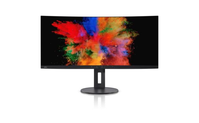 Монитор Fujitsu DISPLAY P34-9 US 34" UWide Curved, LED, PL, IPS, 2ms, 1000:1, 400 cd/m2, 3440x1440, 1xDP Out(Daisy Chain), 1xDP1.2, 2xHDMI1.4, 4xUSB, 1xUSB-C 65W, 1xGB LAN, 5-in-1 stand, Sp.2x3W, Heig adj.150mm, Tilt angle -5°/+35°, Sw.angle 345°, Bl