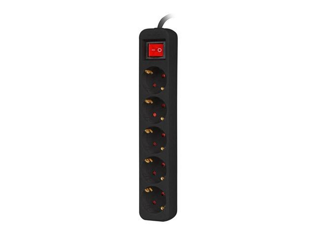 Разклонител Lanberg power strip 3m, 5 sockets, french with circuit breaker quality-grade copper cable, black