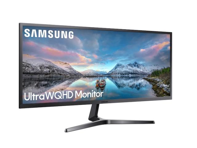Монитор Samsung S34J550, 34.1" VA LED, 60Hz, 4 ms GTG, 3440 x 1440, 300 cd/m2, 3000:1 Contrast, Mega DCR, FreeSync, Eco Saving Plus, Eye Saver Mode, Low Input Lag Mode, Flicker Free, Game Mode, 2xHDMI, Display Port 1.2, Headphone, 178°/178°, Dark Blu