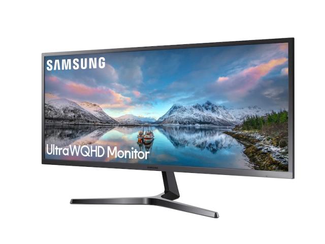 Монитор Samsung S34J550, 34.1" VA LED, 60Hz, 4 ms GTG, 3440 x 1440, 300 cd/m2, 3000:1 Contrast, Mega DCR, FreeSync, Eco Saving Plus, Eye Saver Mode, Low Input Lag Mode, Flicker Free, Game Mode, 2xHDMI, Display Port 1.2, Headphone, 178°/178°, Dark Blu