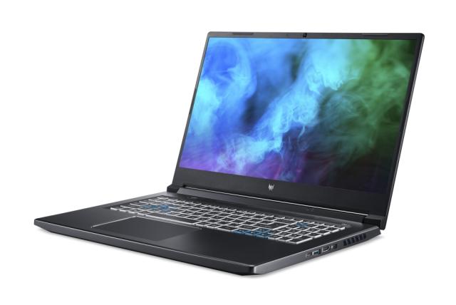Лаптоп Acer Predator Helios 300, PH317-55-77CR, Core i7 11800H (up to 4.60 GHz, 24MB), 17.3" FHD IPS 144Hz, 16GB DDR4 3200MHz (1 slot free), 512GB NVMe+1TB HDD, GeForce RTX 3070 8GB GDDR6, Wi-Fi 6ax, BT 5.1, Backlit kbd, Win 11 Home, Black